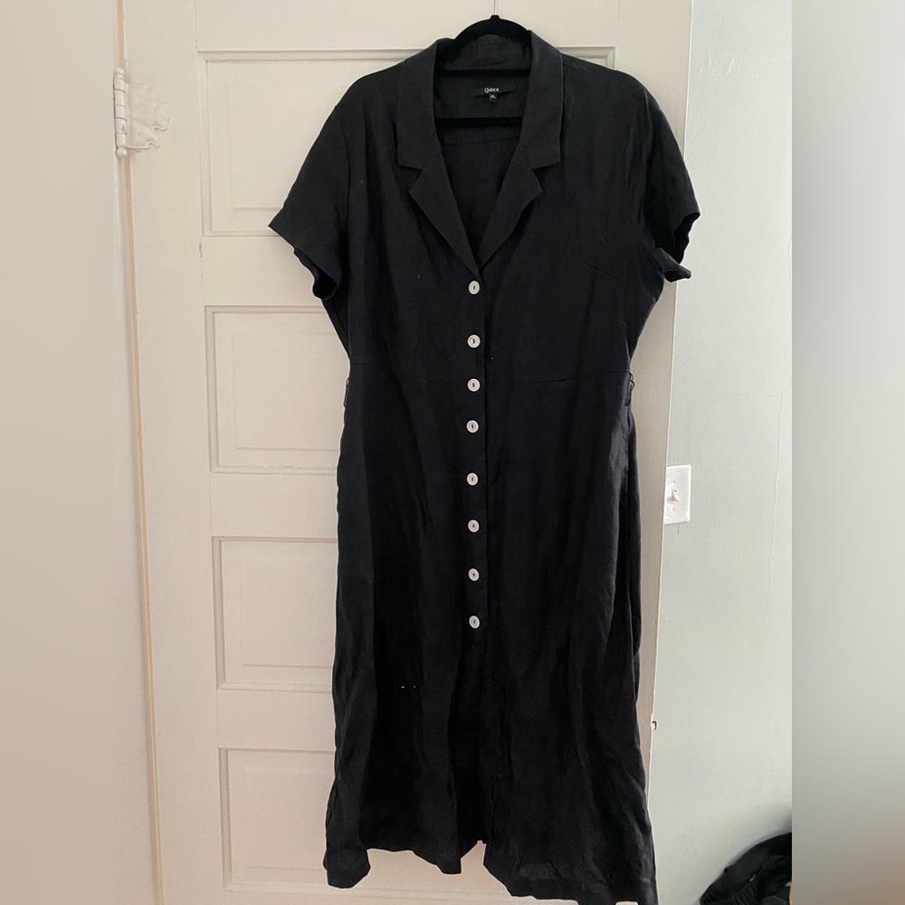 Quince linen shirt dress, CL, no belt.